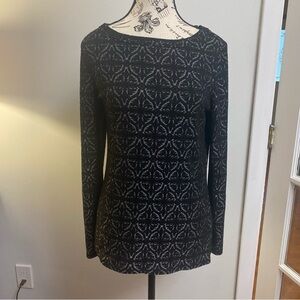 Women’s Philosophy Size Medium Black and Gray Textured Patterned Top Long Sleeve